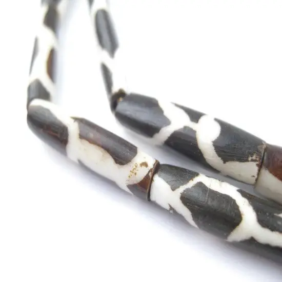 The Bead Chest Batik Bone Beads - Full Strand of Fair Trade African Beads (Tube, Giraffe Design) {2}