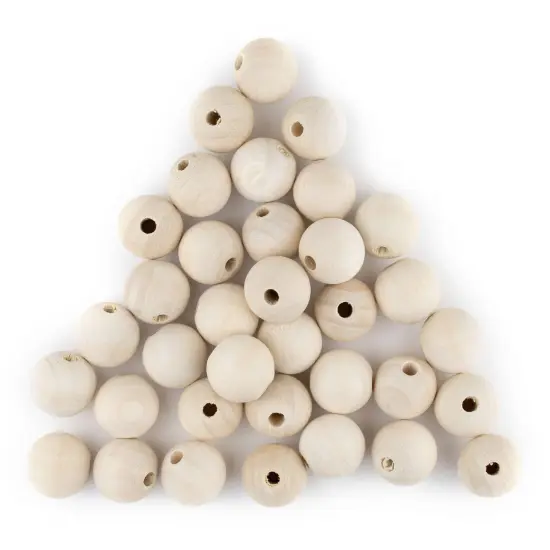 The Bead Chest Unfinished Natural Wood Beads (20mm, Set of 30) {1}