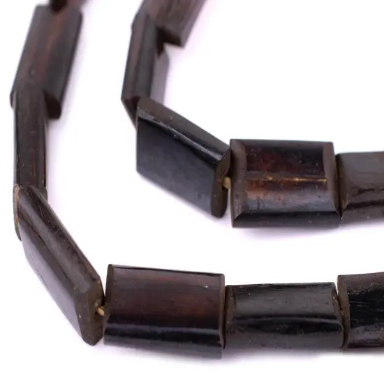 The Bead Chest Brown Batik Bone Beads (Rectangular) {1}