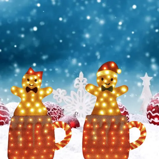 Festive Gingerbread Mug Duo Perfect for Holiday Table Centerpieces 40" & 42" Tall Set of Two {2}