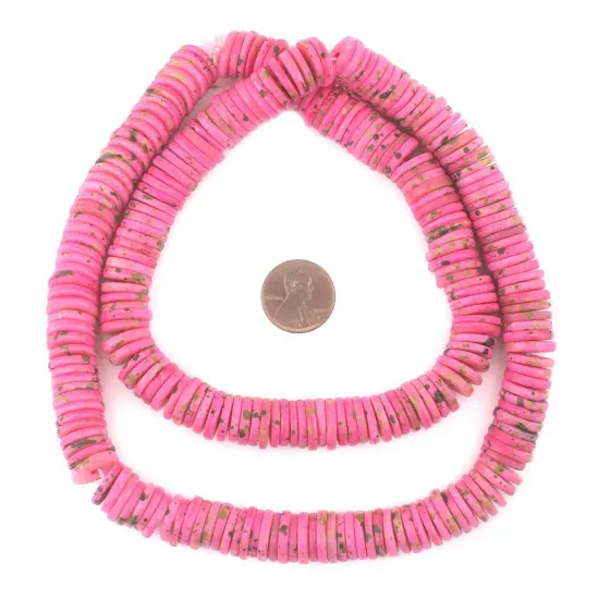 The Bead Chest 12mm Tourmaline Pink Bone Button Beads: Nepal Flat Round Disk Heishi Beads for DIY Necklace Jewelry Making {2}