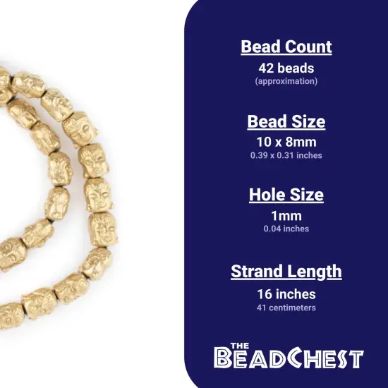 The Bead Chest Brass Buddha Beads, Full Strand of Quality Metal Spacers for DIY Jewelry Design {4}