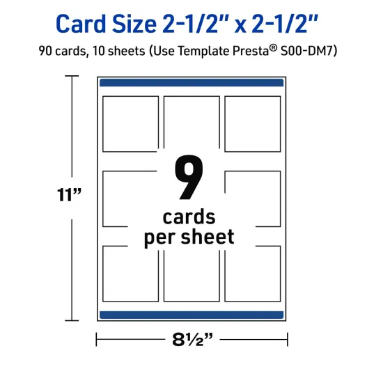 Avery Printable Square Cards, Double Black Border, 2.5" x 2.5", Matte White Square Cards, Laser/Inkjet, 90ct, Great for Business Cards {5}