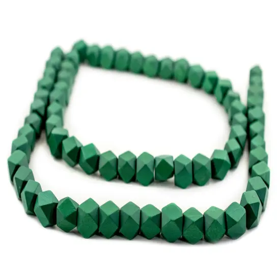 The Bead Chest Green Cornerless Cube Wood Beads: 12mm Diamond Cut Natural Organic Beads for Jewelry Making {3}