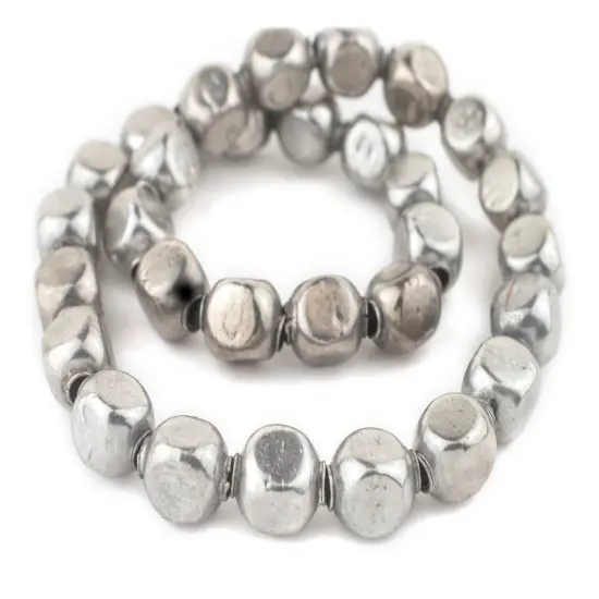 The Bead Chest Silver Rounded Rectangular Hollow Tribal Beads (18mm) {3}