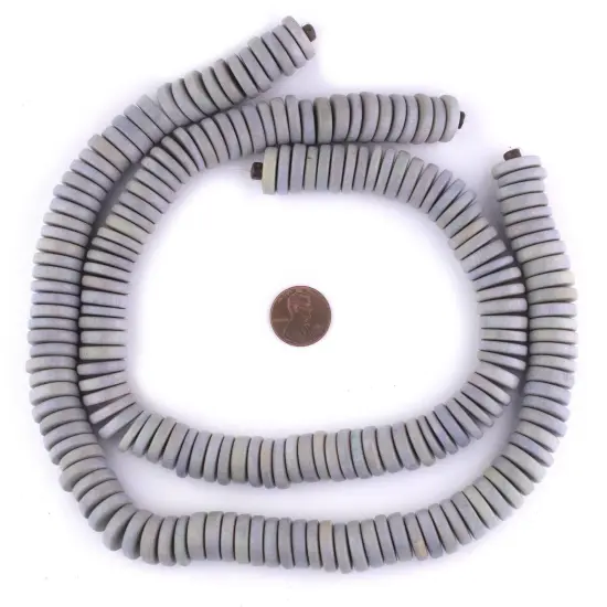 The Bead Chest Light Grey Disk Natural Wood Beads (4x15mm): Organic Eco-Friendly Wooden Bead Strand for DIY Jewelry, Crafts, Necklace and Bracelet Making {2}