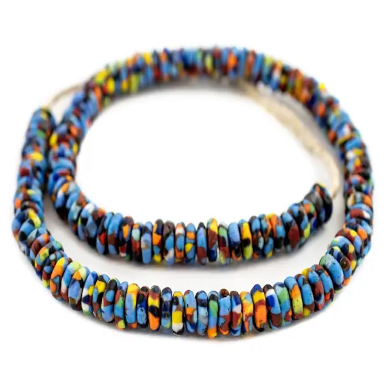 The Bead Chest Mottled Medley Rondelle Recycled Glass Beads {3}