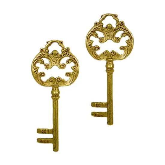 Small Gold Keys Set of 2 Over Sized Statues {1}