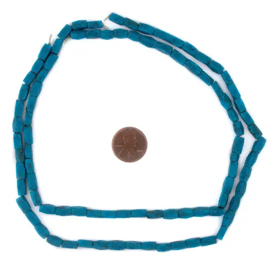 The Bead Chest Blue Turquoise-Style Faceted Afghan Stone Beads 8x5mm Afghanistan 15 Inch Strand {2}