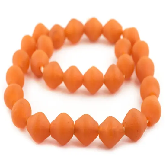 Jumbo Bicone Recycled Glass Beads - Beaded Wall Hangings - Extra Large African Sea Glass Beads 25mm - The Bead Chest (Orange) {3}