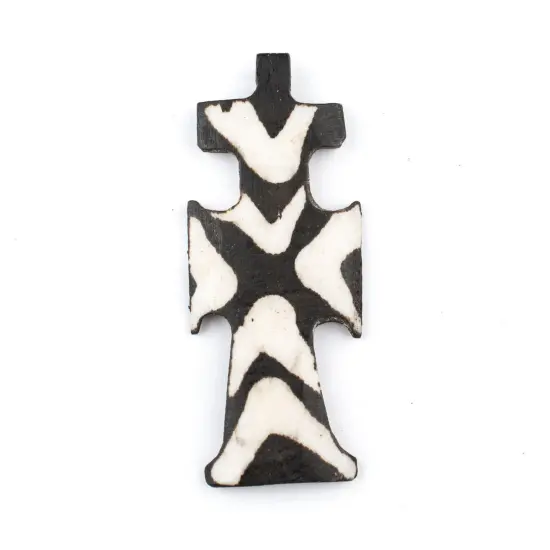The Bead Chest Handmade Batik Bone Cross Pendant from Kenya &ndash; African Tribal Design &ndash; Traditional &ndash; Fair Trade Ethically Sourced Jewelry Making Charm {1}