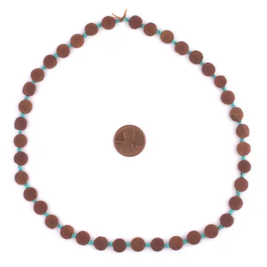 The Bead Chest Brown Flat Round Afghan Calcite Beads (8mm) {2}