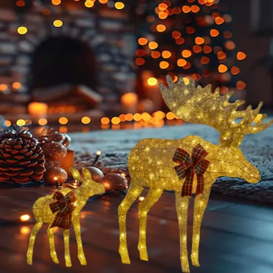 42 and 22 Inches DIY Cotton Thread Reindeer Pair for Holiday Crafts {1}