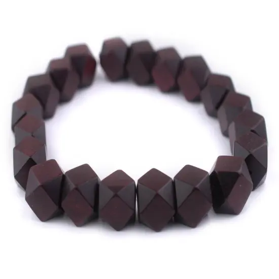 The Bead Chest Dark Brown Cornerless Cube Wood Beads: 20mm Diamond Cut Natural Organic Beads for Jewelry Making {3}