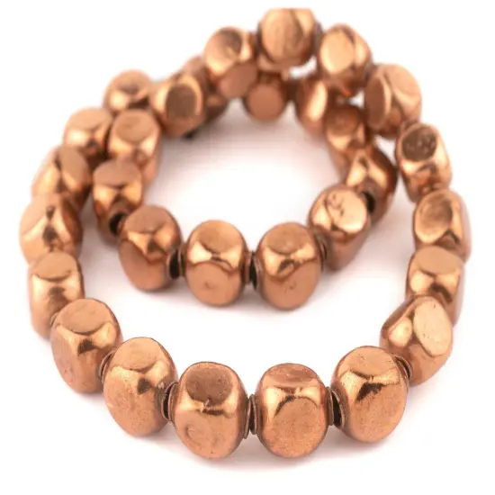 The Bead Chest Copper Rounded Rectangular Hollow Tribal Beads (18mm) {3}