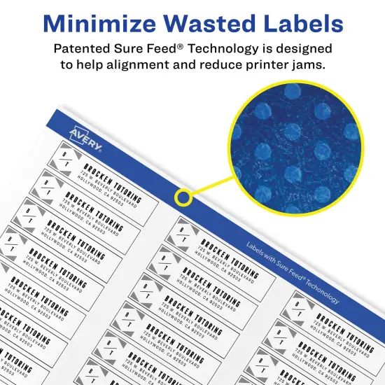 Avery Easy Peel Return Address Labels, Sure Feed Technology, Permanent Adhesive, 1/2" x 1-3/4", 8,000 Labels (5167) - 5 Pack {2}