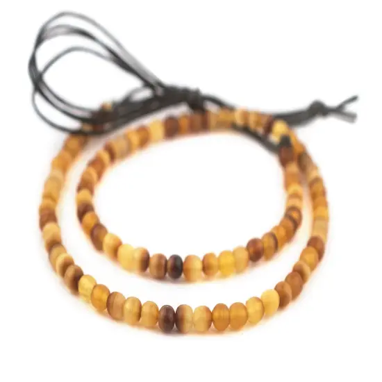 The Bead Chest Amber Round Horn Beads 5mm Brown 15 Inch Strand {3}