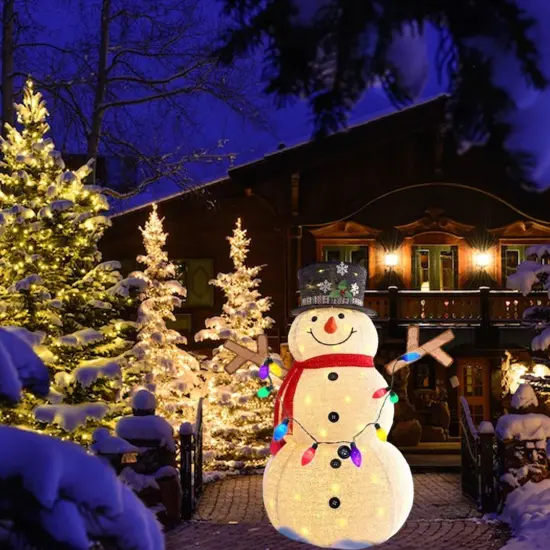 Holiday LED Snowman Display with Top Hat and Scarf Indoor Outdoor Use 45 x 28 x 60 in {2}