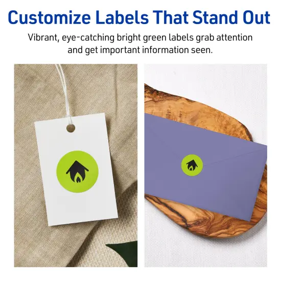 Avery Bright Green Paper Labels, 1.25" Diameter Round {3}