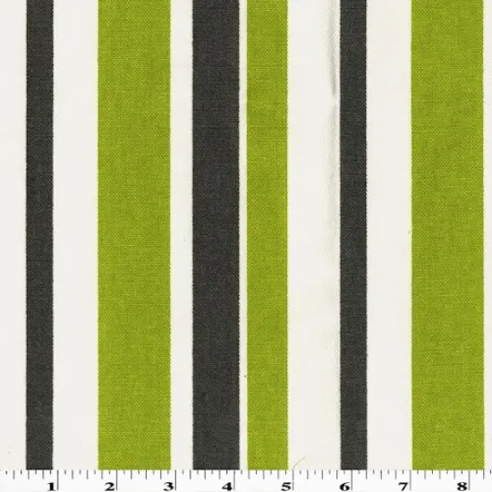 Off-White/Lime Printed Stripe Canvas Decor Fabric By the Yard {1}