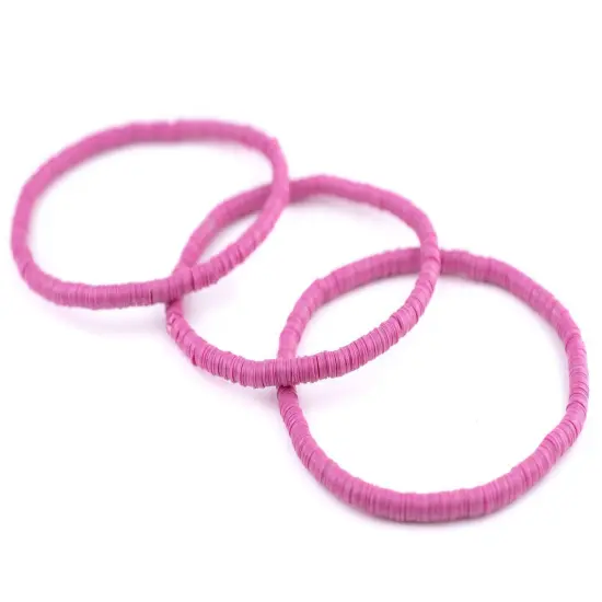 The Bead Chest Boho Stretch Bracelet, Magenta - Stackable African Vinyl Heishi, Unisex for Men & Women {3}