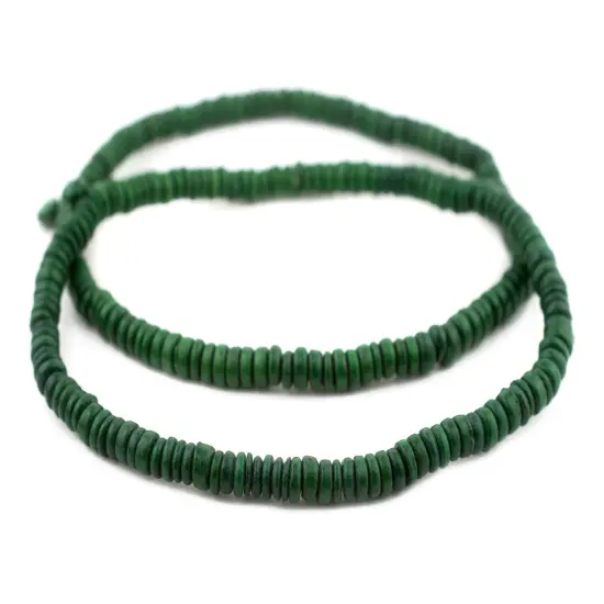 The Bead Chest Green Disk Coconut Shell Beads (8mm) {3}