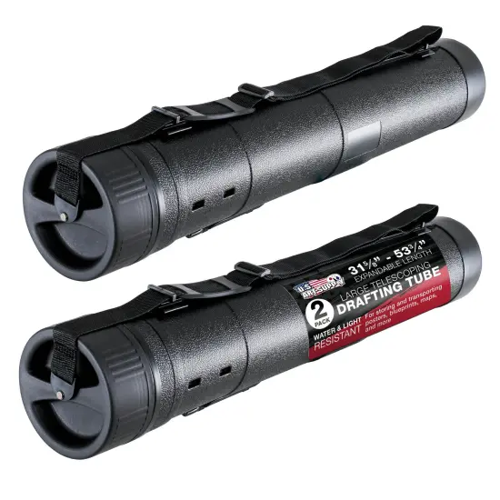 Large Telescoping Drafting Tube (Pack of 2) - 5-1/2" Outside/5" Inside Diameter, Expands 31-5/8" to 53-3/4", Durable Protection with Shoulder Strap - Ideal for Posters, Blueprints, Art {1}