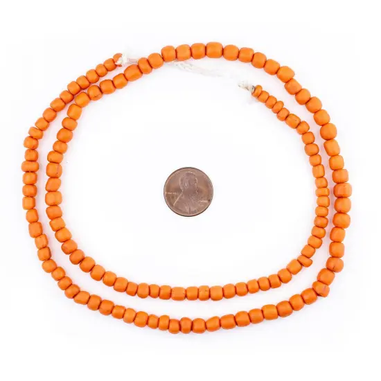 The Bead Chest Indonesian Glass Beads, Small Java Bali 4mm Spacers Jewelry Making Supplies for Necklaces, Bracelets, DIY Crafts (Bright Orange) {2}