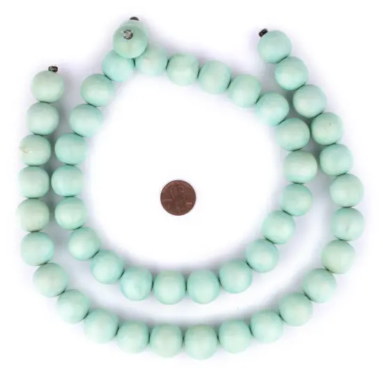 The Bead Chest Natural 18mm Wooden Beads in Green - Turquoise for Jewelry Making &ndash; Round Loose Wood Spacer Beads I Approximately 24 Beads {2}