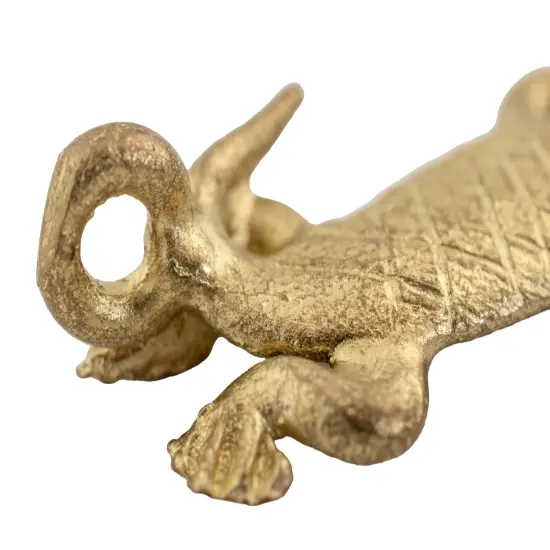 The Bead Chest Ghanaian Lizard Brass Pendant from Africa 40mm African Large Hole Handmade {4}