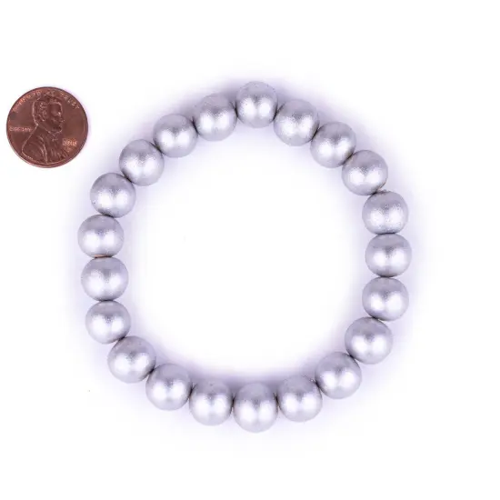 The Bead Chest Wood Stretch Bracelet, Silver - Stackable Beaded Jewelry, Unisex for Men & Women {2}