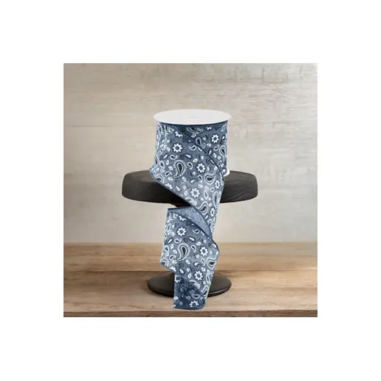 2.5" Bandana Ribbon: Denim Black Blue(10 Yards) {2}