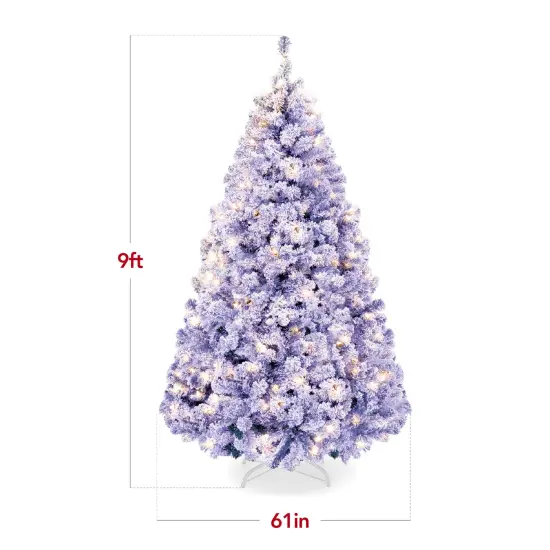 Best Choice Products Pre-Lit Lavender Christmas Pine Tree w/ Flocked Branches, Warm-White Lights {2}