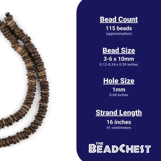 The Bead Chest Chocolate Disk Coconut Shell Beads (10mm) {4}