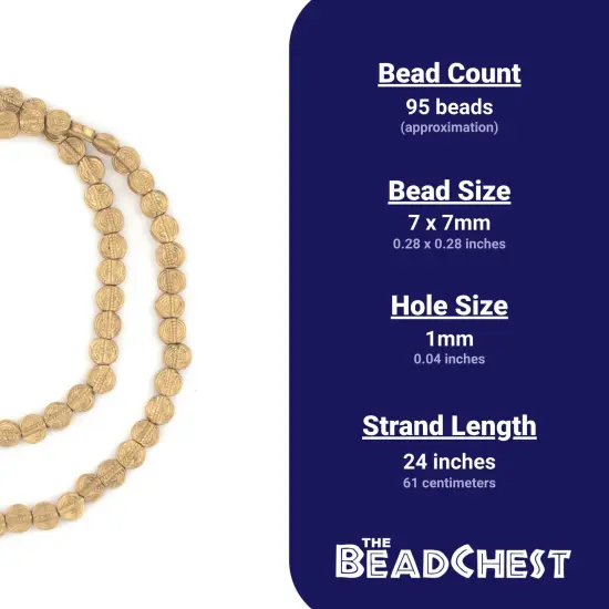 The Bead Chest Baule-Style Circular Brass Beads (7mm) {4}