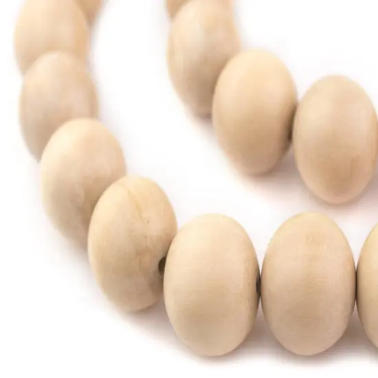The Bead Chest Natural 24mm Wooden Beads in Cream for Jewelry Making &ndash; Round Loose Wood Spacer Beads I Approximately 17 Beads {1}