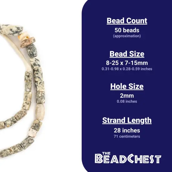 The Bead Chest Ancient Beige Cylindrical Mali Granite Beads 11mm African Brown Cylinder Stone Large Hole 28 Inch Strand Handmade {5}