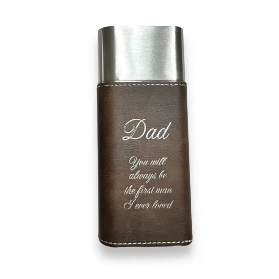 Cigar Case with Cutter - Dad you will always be the first man Leatherette Rustic/Silver {1}