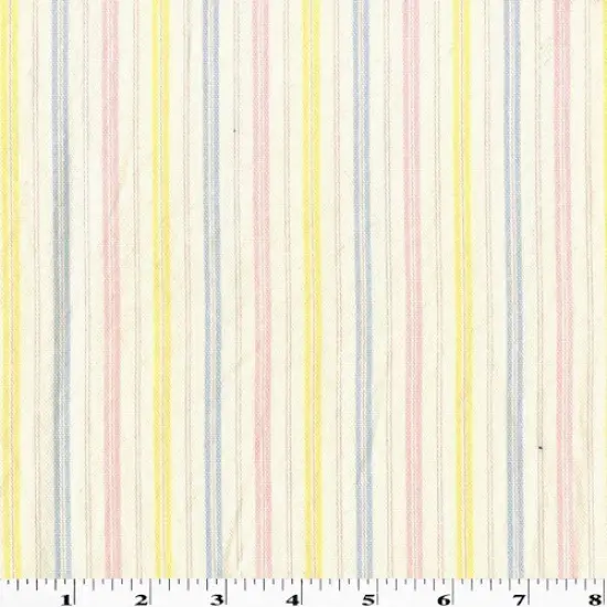 Ivory/Pink/Multi Stripe Printed Canvas Decorating Fabric By the Yard {1}