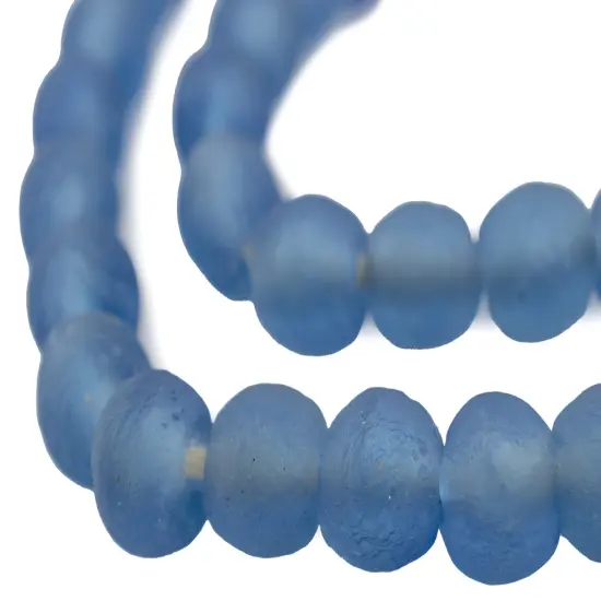 The Bead Chest African Recycled Glass Beads &ndash; Handmade in Ghana &ndash; Light Blue 14mm Strand for Jewelry Making, Crafts, and Home Decor I Approximately 45 Beads {1}