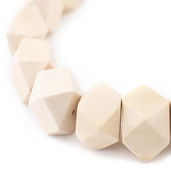 The Bead Chest Cream Cornerless Cube Wood Beads: 20mm Diamond Cut Natural Organic Beads for Jewelry Making {1}
