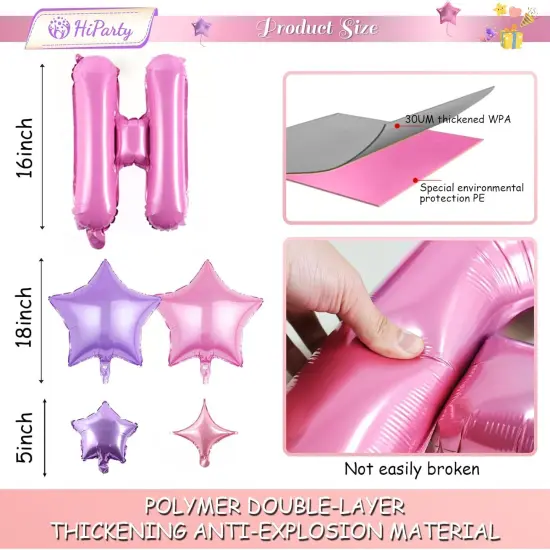 Birthday Banner, 3D Mylar Foil Happy Birthday Balloons, 26pcs Birthday Party Decorations with 8pcs Star Balloons {4}