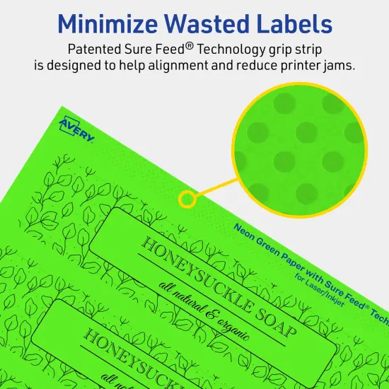 Avery Neon Green Paper Labels, 1.5" x 7.5" Rectangle {4}