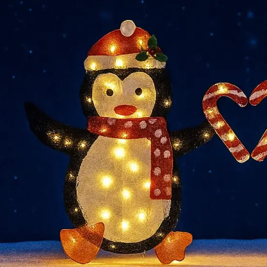 Heart-Shaped Penguin Decoration, Set of Two Figurines for Indoor and Outdoor Use 30 & 32 Inch {5}