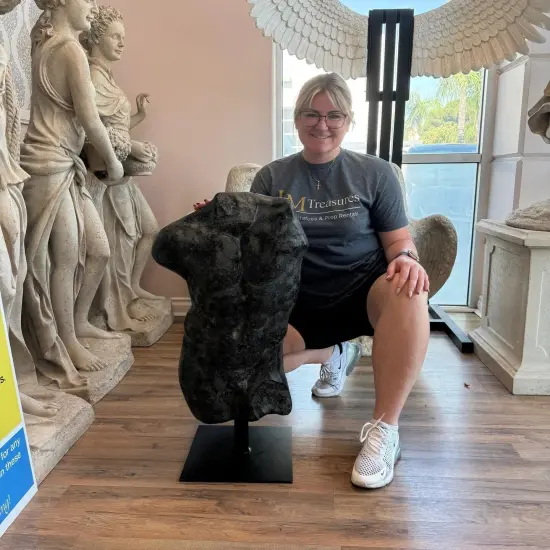 Aged Black Finish Andrea Male Torso Life Size Statue {3}