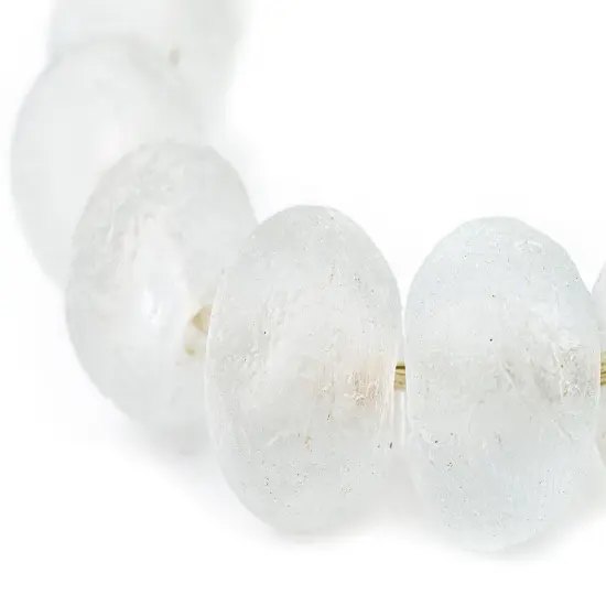 Super Jumbo Recycled Glass Beads - Beaded Wall Hangings - Extra Large African Sea Glass Beads 32-35mm - The Bead Chest (Clear) {1}