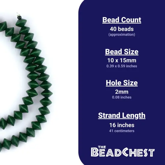 The Bead Chest Green Bicone Natural Wood Beads (10x15mm): Organic Eco-Friendly Wooden Bead Strand for DIY Jewelry, Crafts, Necklace and Bracelet Making {4}