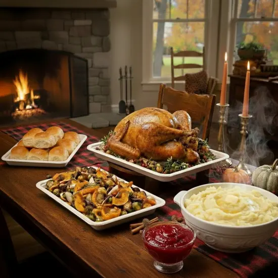 Greener Settings 50 Pack Compostable Disposable Trays, 14-Inch Heavy-Duty Biodegradable Sugarcane Plates, Eco-Friendly, Microwave-Safe, Grease-Resistant, Perfect for Parties, Catering, and BBQs {1}