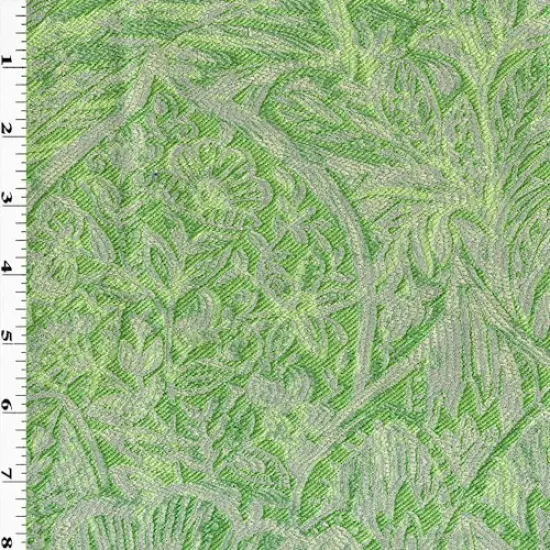 Fairy Green/Silver Gray Regal Leaf Jacquard Decor Fabric By the Yard {1}