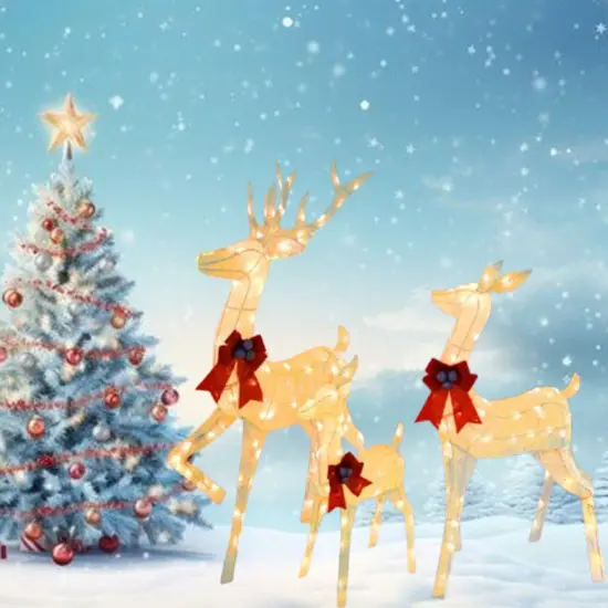 Christmas Deer Family LED Lights Decorative Holiday Indoor Outdoor Display Height 60"x 48" x 32" {5}